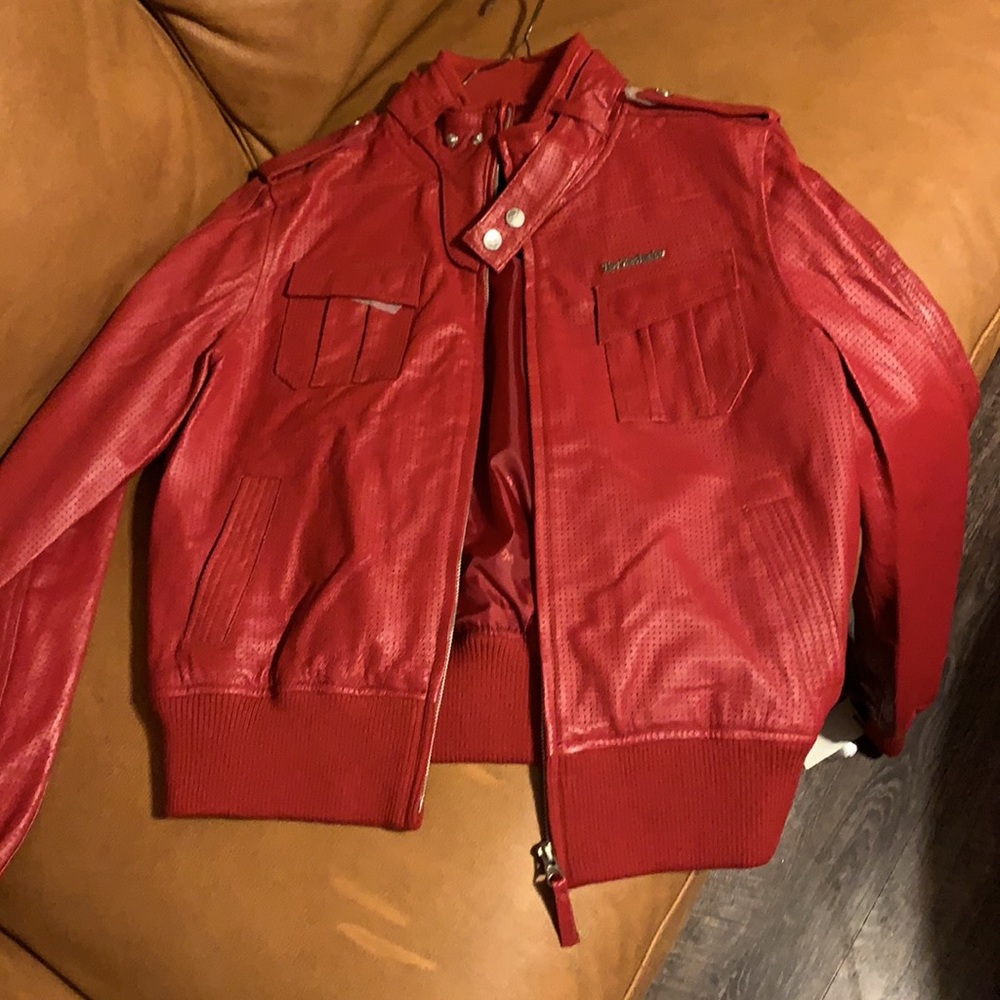 Womens leather red jacket